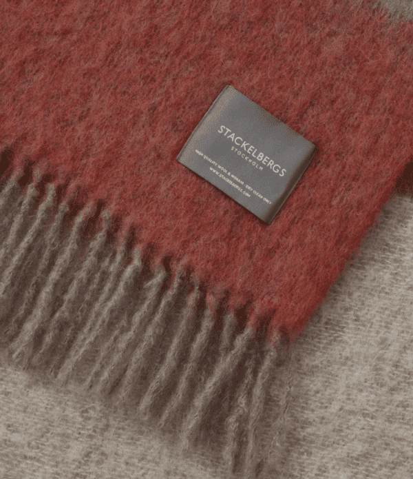 STACKELBERGS - PLAID EN MOHAIR RAYÉ BRIQUE ET GRIS – Image 3